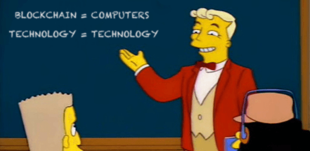 Lyle Lanley sells blockchain tech